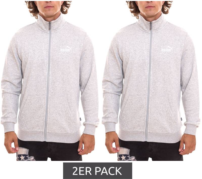2er Pack PUMA Men Ess 2 Col Track Jacket nachhaltige Herren Sweat-Jacke Trainings-Jacke Baumwolle 679632 04 Grau von PUMA