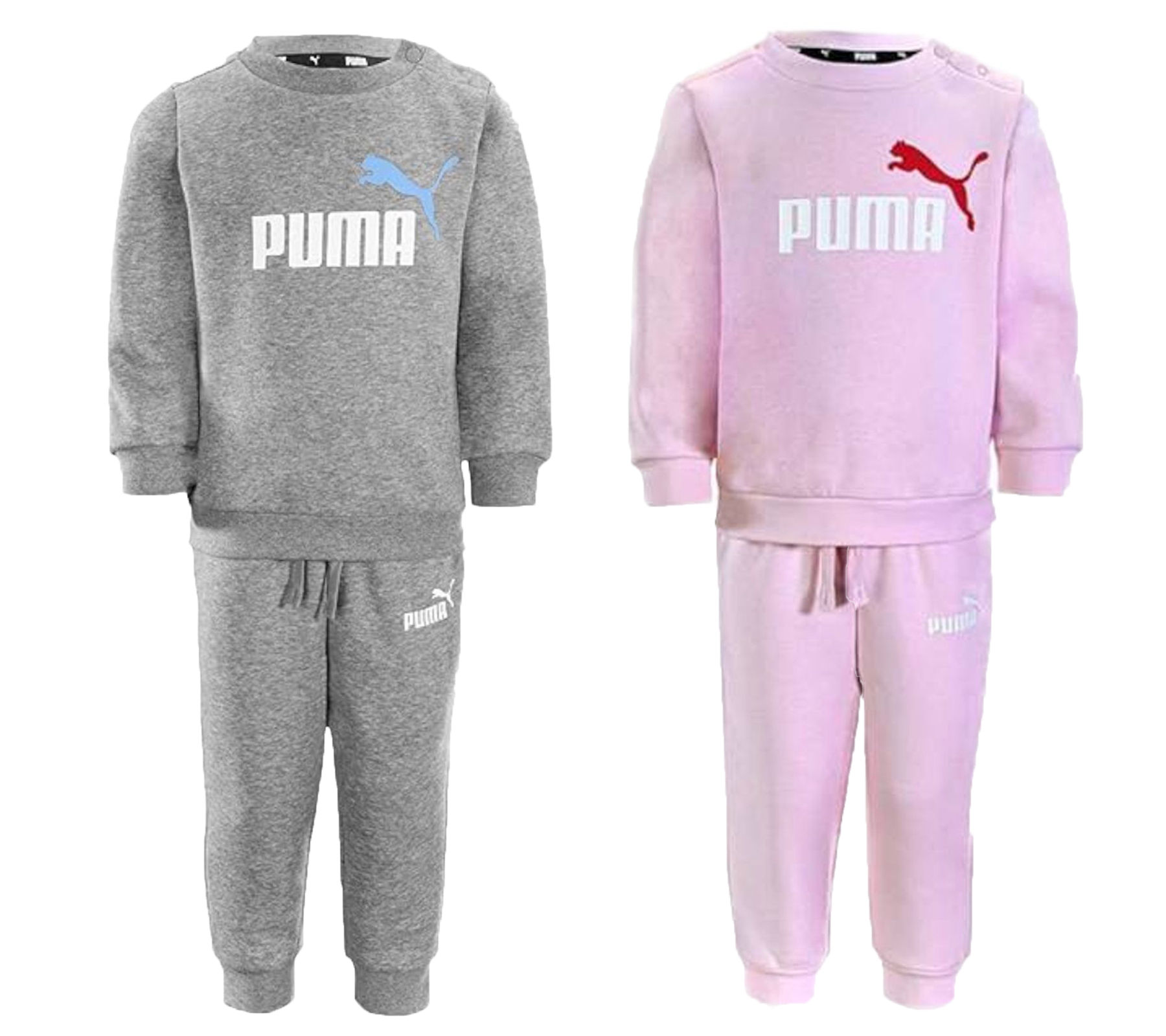 PUMA Kinder Jogging-Anzug für Jungen und Mädchen Sweat-Jogger Rundhals-Pullover Baumwoll-Set 627915 Grau oder Pink von PUMA