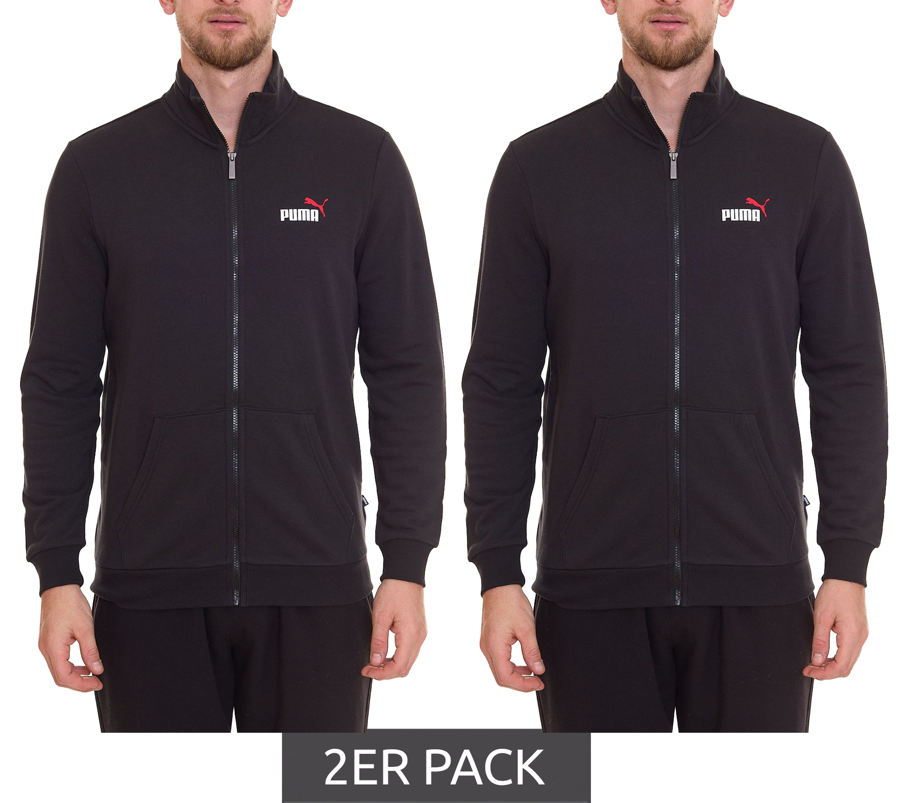 2er Sparpack PUMA Men Ess 2 Col Track Jacket nachhaltige Herren Sweat-Jacke Trainings-Jacke Baumwolle 679633 01 Schwarz von PUMA