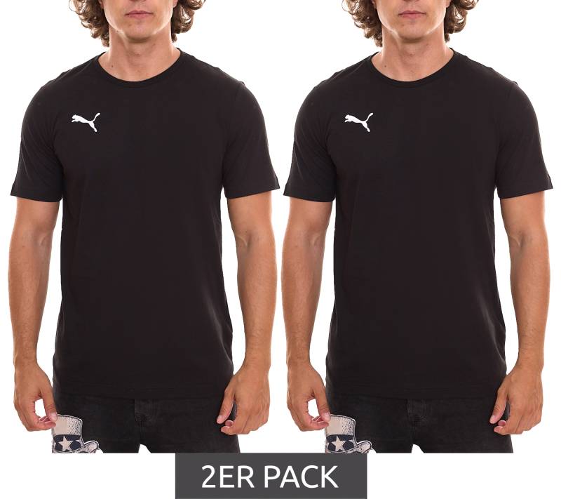 2er Sparpack PUMA TeamGoal 23 Casual Herren T-Shirt mit Logo-Stickerei Baumwoll-Shirt Fußball 656578 03 Schwarz von PUMA