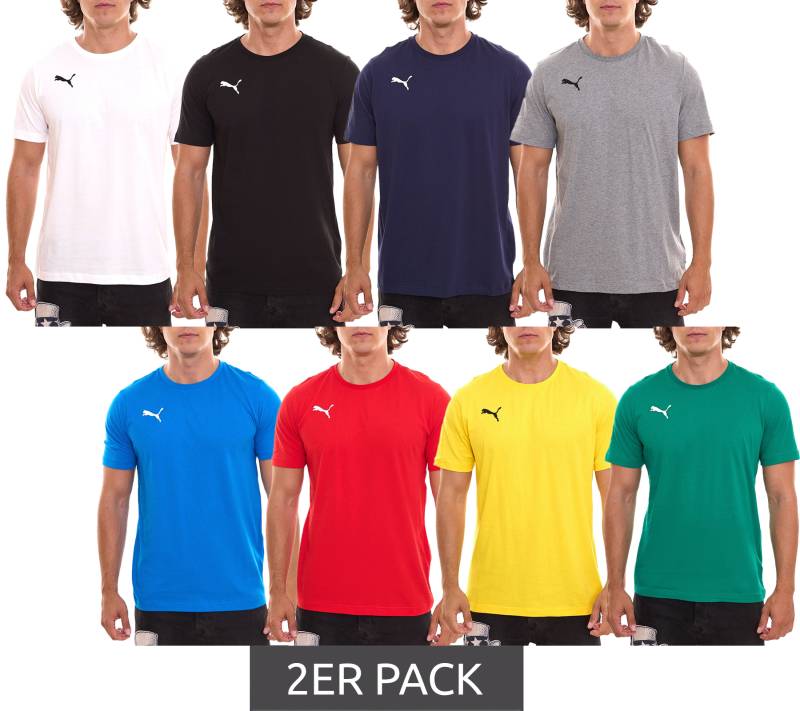2er Sparpack PUMA TeamGoal 23 Casual Herren T-Shirt mit Logo-Stickerei Baumwoll-Shirt Fußball 656578 Schwarz, Navy, Grau, Hellblau, Weiß, Rot, Gelb oder Grün von PUMA