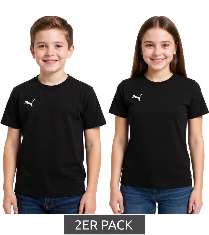 2er Sparpack PUMA TeamGoal 23 Jungen & Mädchen Sport-Shirt Baumwoll-Shirt mit Logo-Patch T-Shirt 656709 03 Schwarz von PUMA