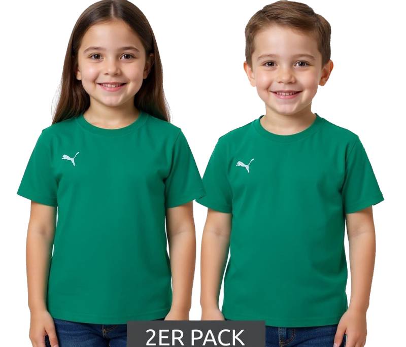 2er Sparpack PUMA TeamGoal 23 Jungen & Mädchen Sport-Shirt Baumwoll-Shirt mit Logo-Patch T-Shirt 656709 05 Grün von PUMA