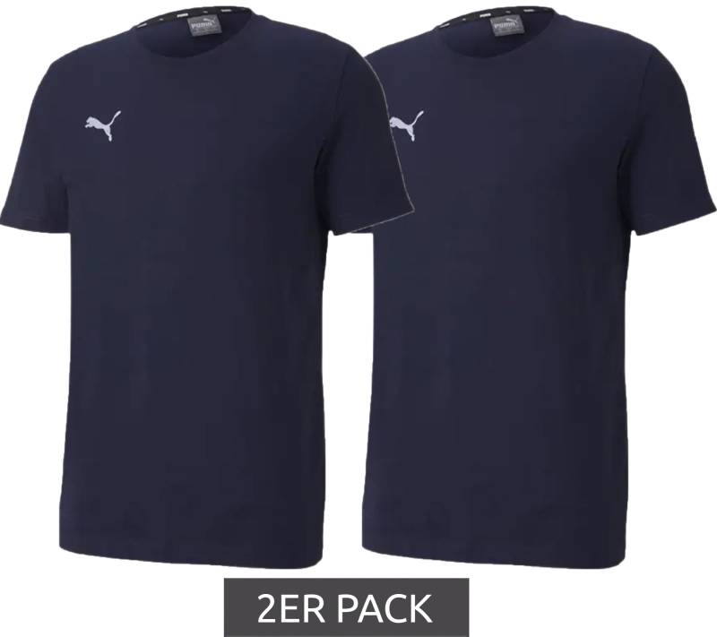 2er Sparpack PUMA TeamGoal 23 Jungen & Mädchen Sport-Shirt Baumwoll-Shirt mit Logo-Patch T-Shirt 656709 06 Dunkelblau von PUMA