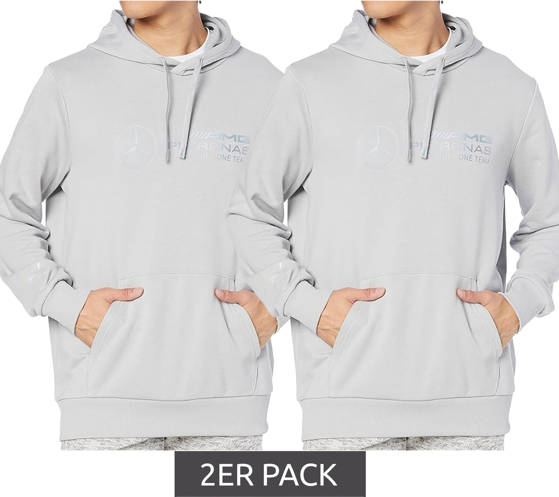 2er Sparpack PUMA X Mercedes-Benz AMG Petronas F1 MAPF1 LS Statement Herren Kapuzen-Pullover mit reflektierendem Logo Druck Baumwoll-Hoodie 621158 02 Grau 2er Sparpack PUMA X Mercedes-Benz AMG Petronas F1 MAPF1 LS Statement Herren Kapuzen-Pullover mit reflektierendem Logo Druck Baumwoll-Hoodie 621158 02 Grau von PUMA