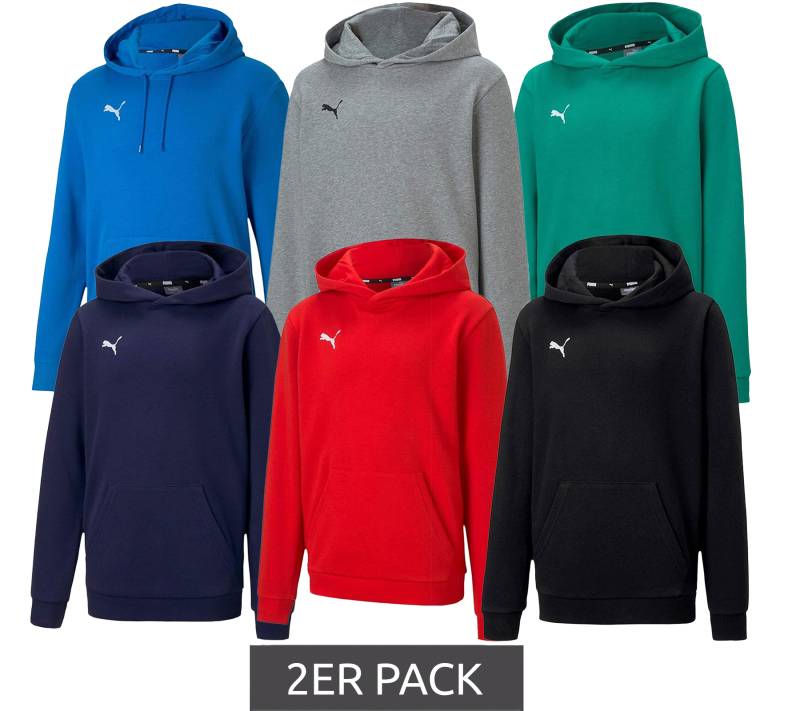 2er Sparpack PUMA teamGOAL 23 Casuals Kinder Hoody mit Kängurutasche Kapuzen-Pullover für Jugendliche Jungen & Mädchen 656711 Rot, Schwarz, Grün, Navy, Grau, Blau von PUMA