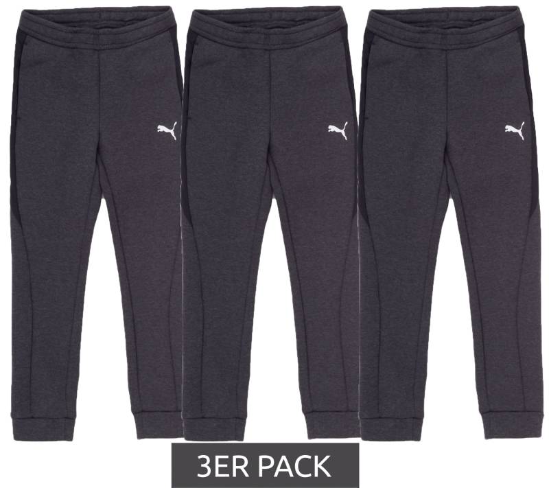 3er Pack PUMA Jogginghose für Jungen und Mädchen Baumwoll-Jogger Sport-Hose Fitness-Hose Homewear 580732 04 Dunkelgrau/Schwarz von PUMA