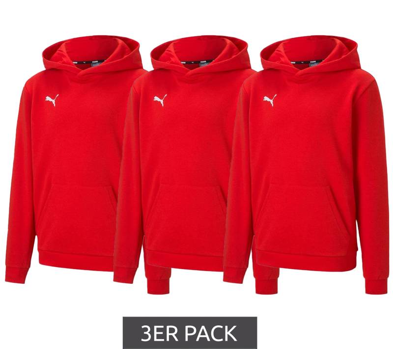 3er Pack PUMA teamGOAL 23 Casuals Kinder Hoody mit Kängurutasche Kapuzen-Pullover für Jugendliche Jungen & Mädchen 656711 01 Rot von PUMA