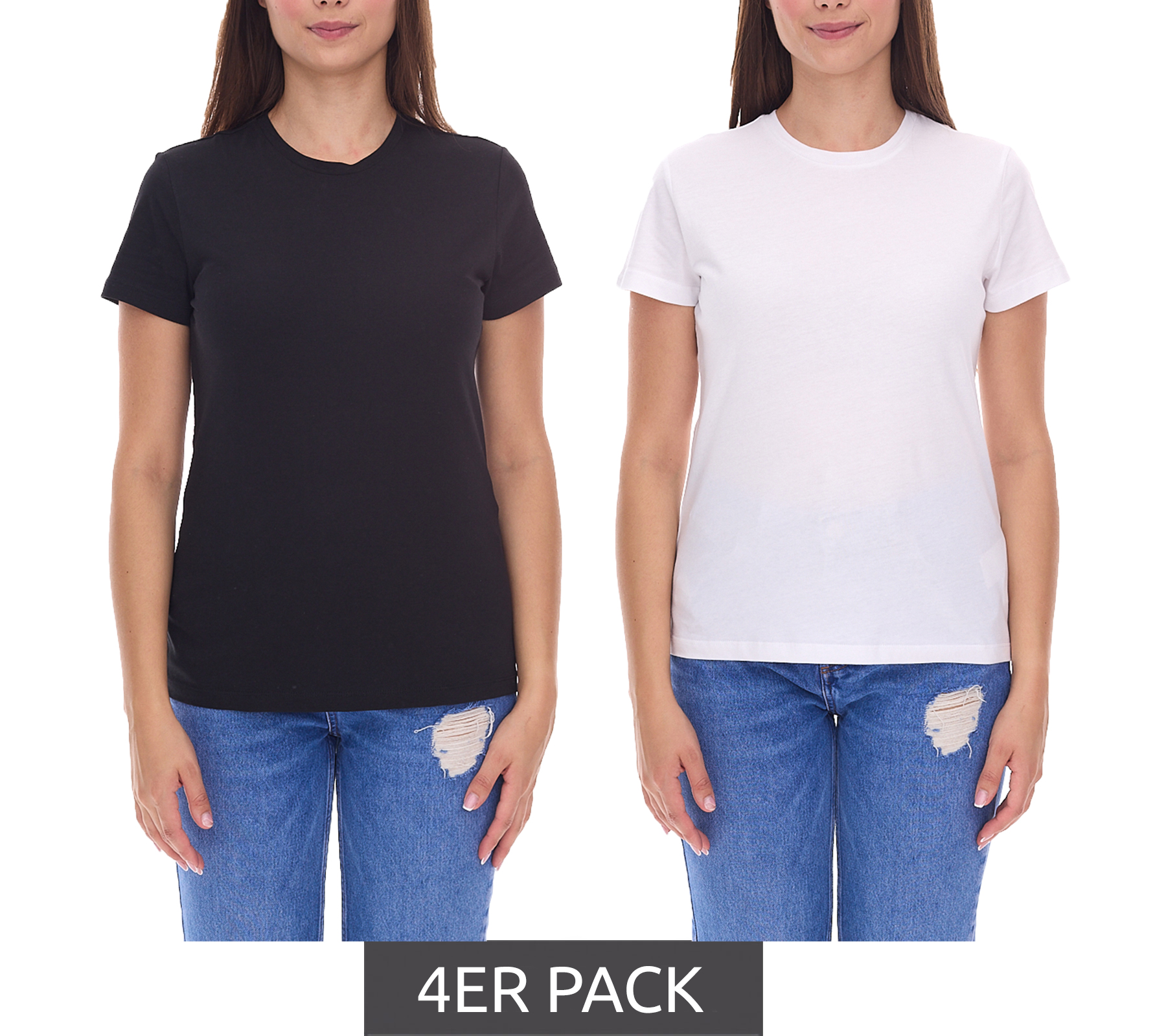 4er Pack PUMA Blank Base Damen T-Shirt nachhaltiges Baumwoll-Shirt Sport-Shirt Fitness-Shirt 678258 Schwarz oder Weiß von PUMA