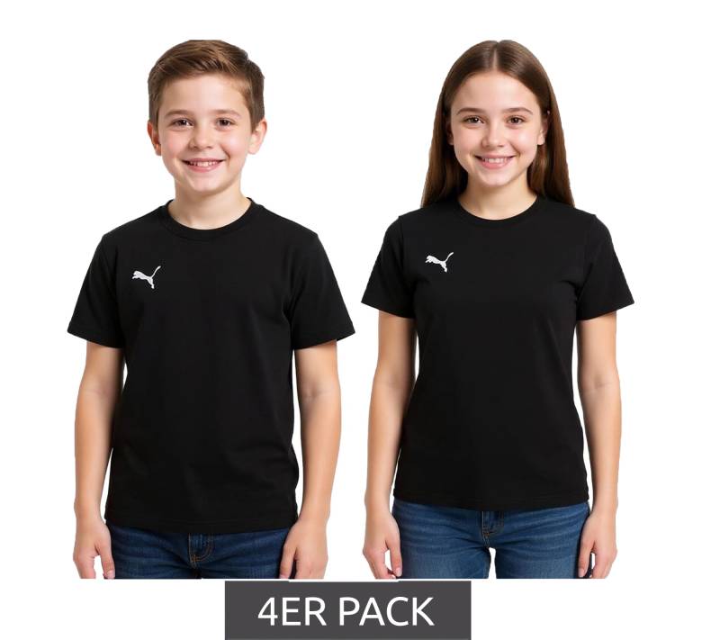 4er Sparpack PUMA TeamGoal 23 Jungen & Mädchen Sport-Shirt Baumwoll-Shirt mit Logo-Patch T-Shirt 656709 03 Schwarz von PUMA