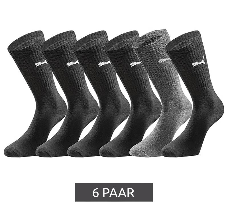 6 Paar PUMA Crew-Socken dickere Business-Strümpfe mit gepolsterten Fußbereich Baumwoll-Socken atmungsaktive Alltags-Socken lange Strümpfe extra weicher Bund 701224759 001 Schwarz/Anthrazit von PUMA