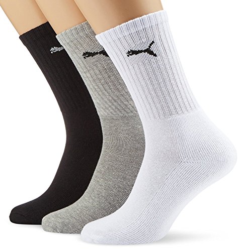 PUMA 6 Paar Unisex Crew Socks Socken Sportsocken MIT FROTTEESOHLE (white/grey/black, 47-49) von PUMA