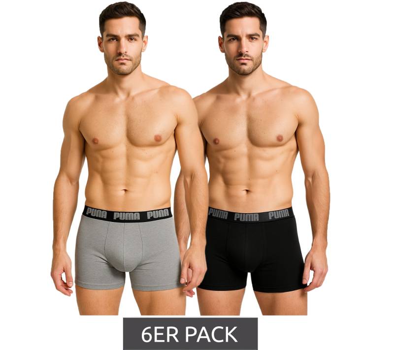 6er Pack PUMA Everyday Basic Boxer Herren Boxer-Shorts Baumwoll-Unterhose 521015001 691 Schwarz/Grau-meliert von PUMA