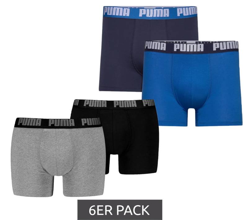 6er Pack PUMA Everyday Basic Boxer Herren Boxer-Shorts Baumwoll-Unterhose 521015001 Blau oder Schwarz/Grau von PUMA