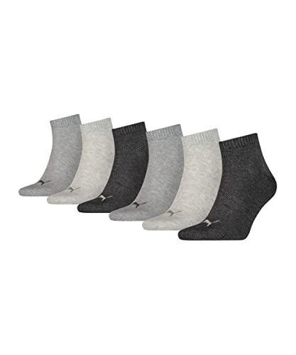 PUMA 6er Pack Unisex Quarter Plain Sportsocken 6P ECOM, Grau 47-49 von PUMA