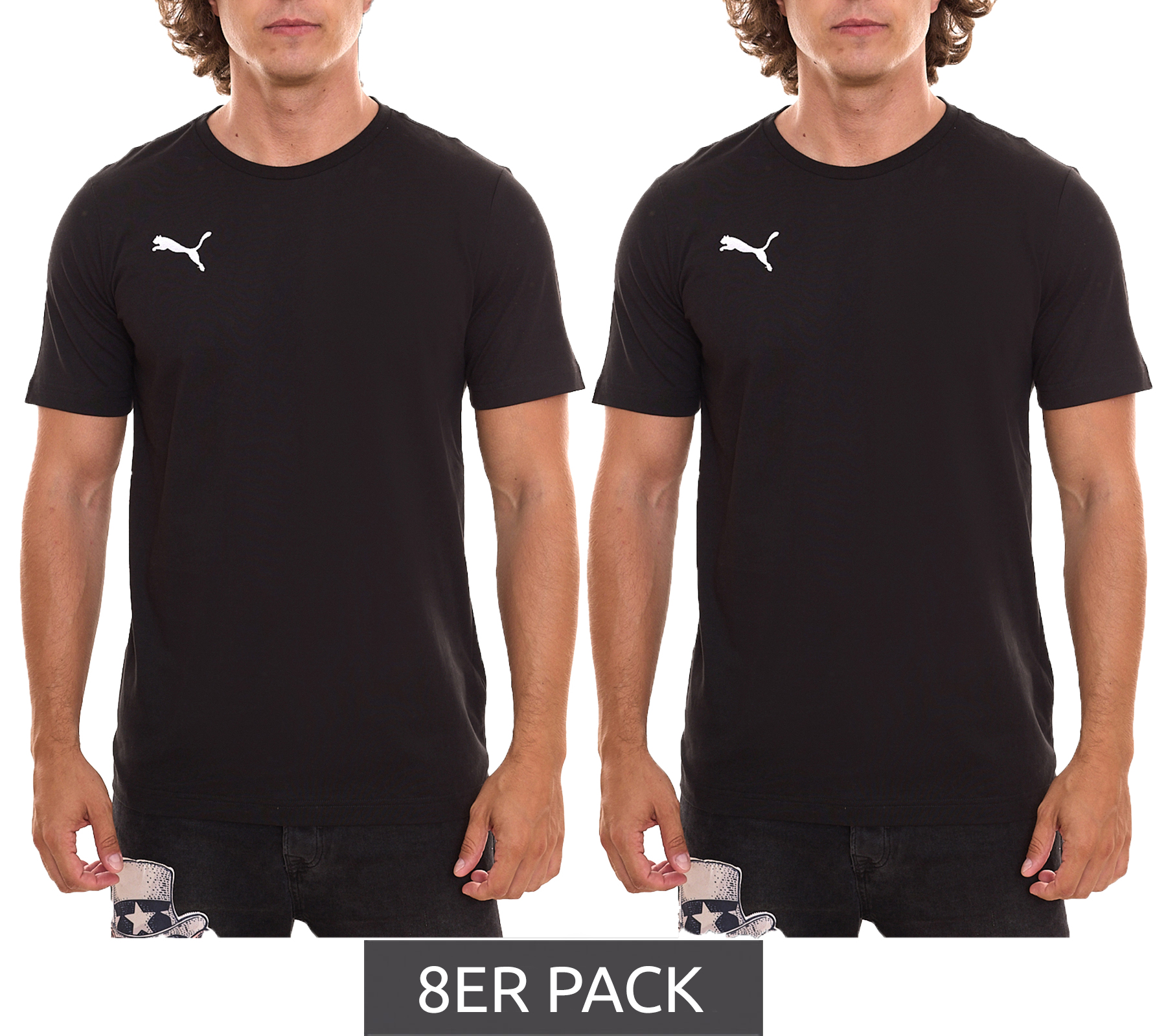 8er Sparpack PUMA TeamGoal 23 Casual Herren T-Shirt mit Logo-Stickerei Baumwoll-Shirt Fußball 656578 03 Schwarz von PUMA