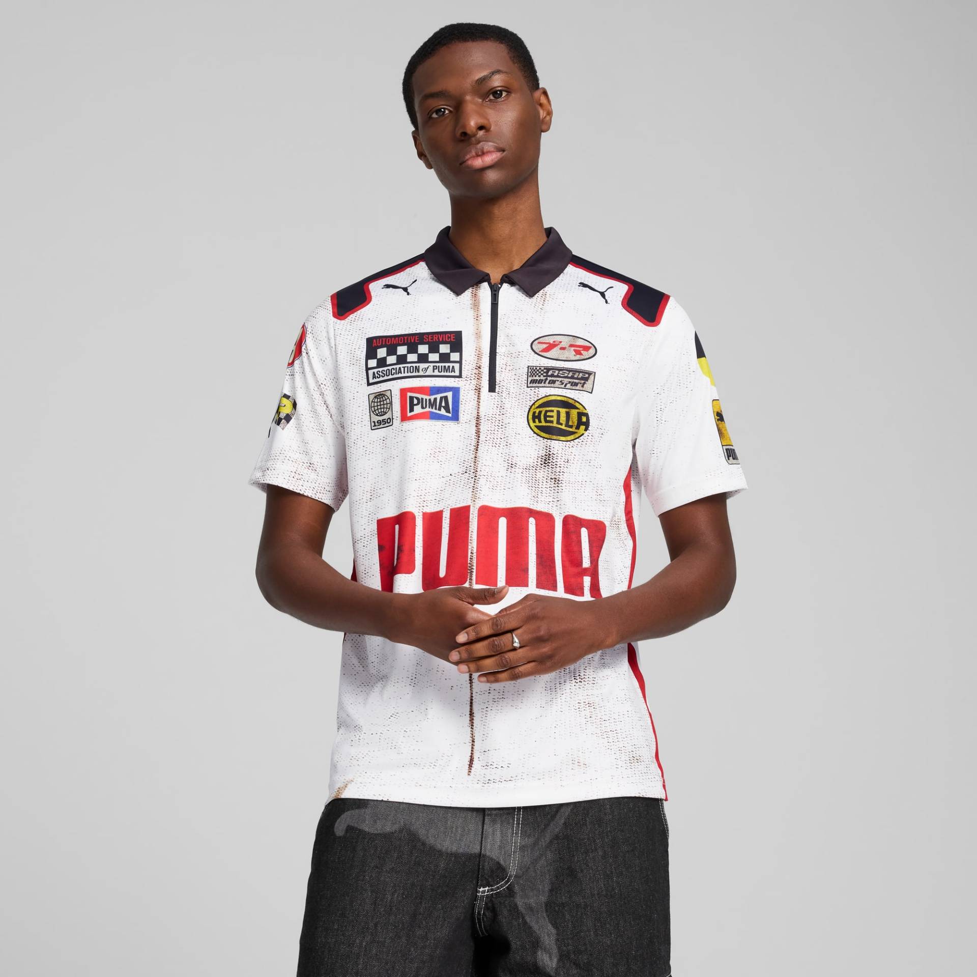 A$AP ROCKY x PUMA Team Poloshirt mit Reißverschluss Herren, Weiß, Größe: XL, Kleidung von PUMA
