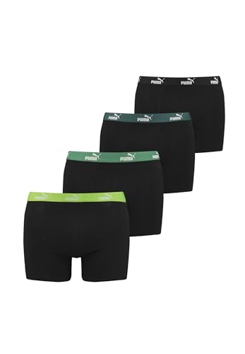 PUMA 4 er Pack Boxer Boxershorts Herren Unterwäsche sportliche Retro Pants, Farbe:Black Green Combo, Bekleidungsgröße:S von PUMA