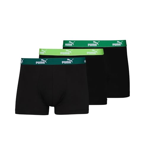 PUMA 3 er Pack Boxer Boxershorts Herren Unterwäsche sportliche Retro Pants, Farbe:Black Green Combo, Bekleidungsgröße:XL von PUMA