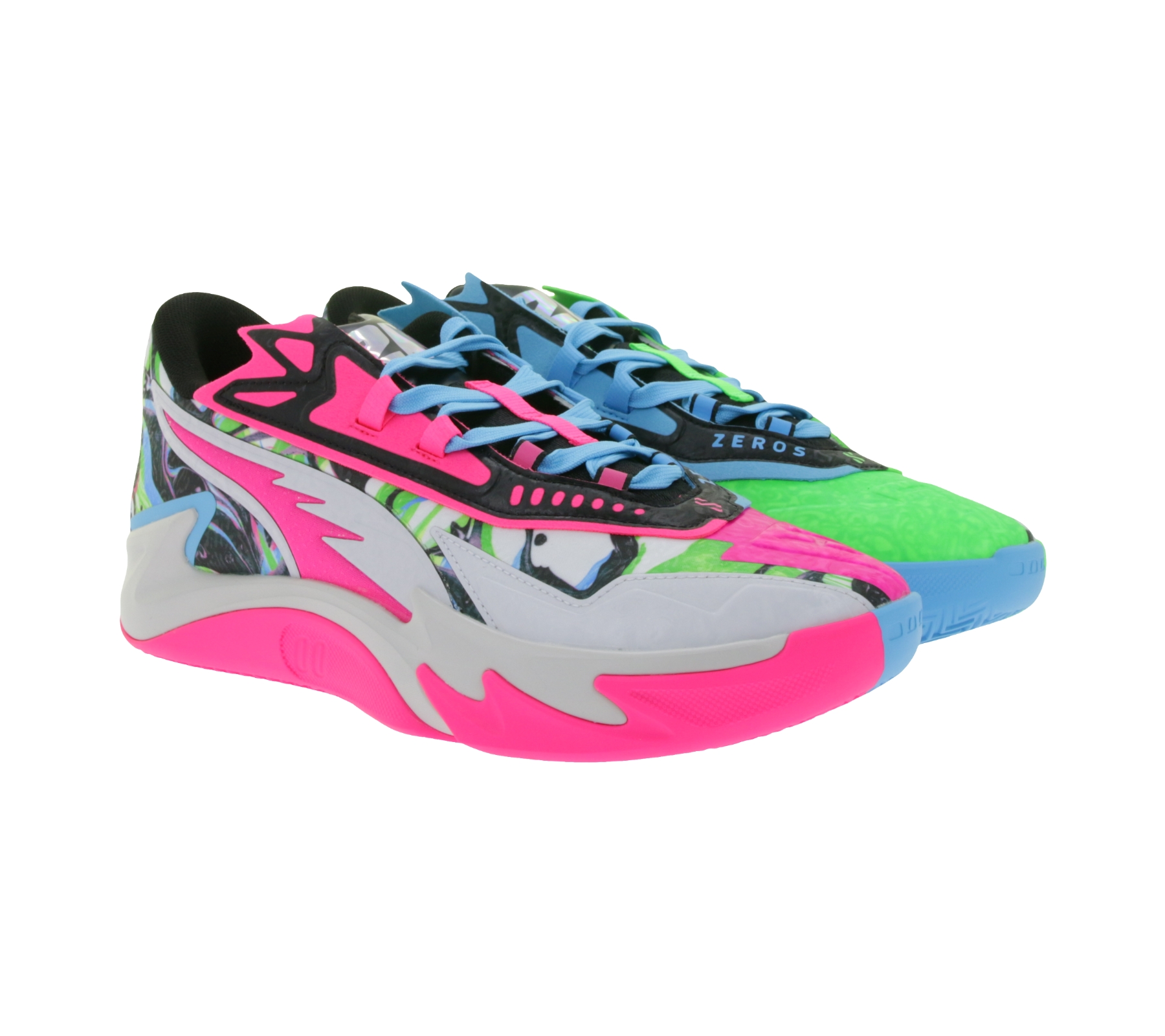 Dynamische PUMA Scoot Zero II NBA 2K Herren Basketball-Schuhe mit NITRO FOAM und PWRTAPE Hallen-Schuhe 311349 01 Blau/Grün/Pink/Bunt von PUMA