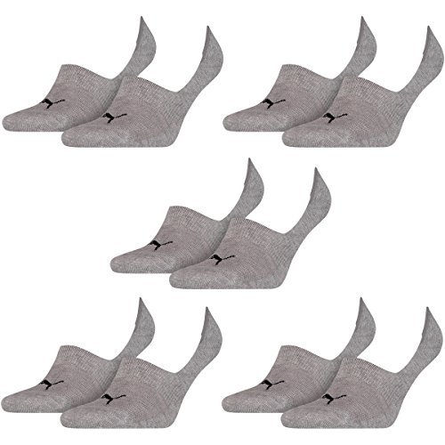 PUMA 10 Paar Socken Footie Sportsocken Invisible Gr. 35-46 Unisex, Farbe:758 - middle grey mélange, Socken & Strümpfe:43-46 von PUMA