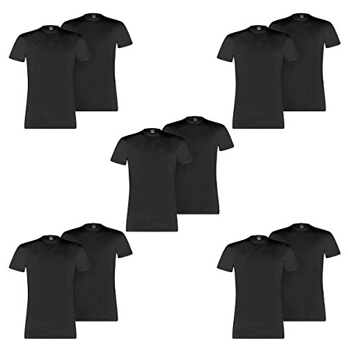 PUMA 10 er Pack Basic Crew T-Shirt Men Herren Unterhemd Rundhals, Farbe:200 - Black, Bekleidungsgröße:L von PUMA