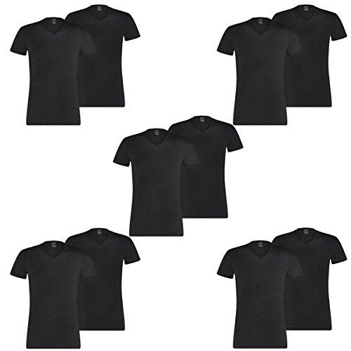 PUMA 10 er Pack Basic V Neck T-Shirt Men Herren Unterhemd V-Ausschnitt, Farbe:200 - Black, Bekleidungsgröße:M von PUMA