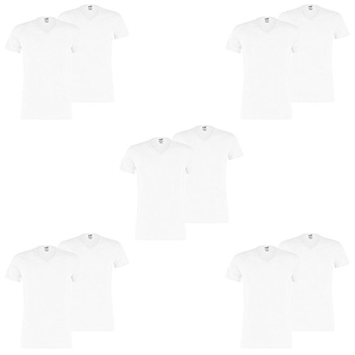 PUMA 10 er Pack Basic V Neck T-Shirt Men Herren Unterhemd V-Ausschnitt, Farbe:300 - White, Bekleidungsgröße:M von PUMA