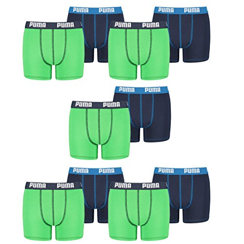 PUMA 10 er Pack Boxer Boxershorts Jungen Kinder Unterhose Unterwäsche, Farbe:686 - Green/Blue, Bekleidung:140 von PUMA