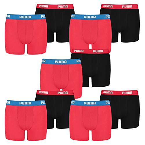 PUMA 10 er Pack Boxer Boxershorts Jungen Kinder Unterhose Unterwäsche, Farbe:786 - Red/Black, Bekleidung:152 von PUMA