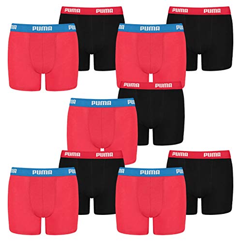 PUMA 10 er Pack Boxer Boxershorts Jungen Kinder Unterhose Unterwäsche, Farbe:786 - Red/Black, Bekleidung:176 von PUMA