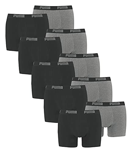 PUMA 10 er Pack Boxer Boxershorts Men Herren Unterhose Pant Unterwäsche, Farbe:691 - Dark Grey Melange/Black, Bekleidungsgröße:XXL von PUMA