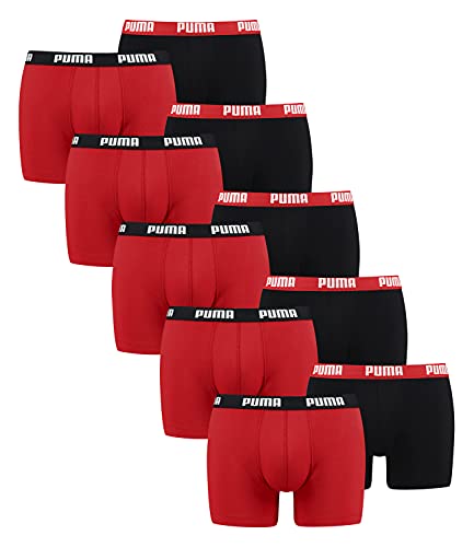 PUMA 10 er Pack Boxer Boxershorts Men Herren Unterhose Pant Unterwäsche, Farbe:786 - Red/Black, Bekleidungsgröße:M von PUMA