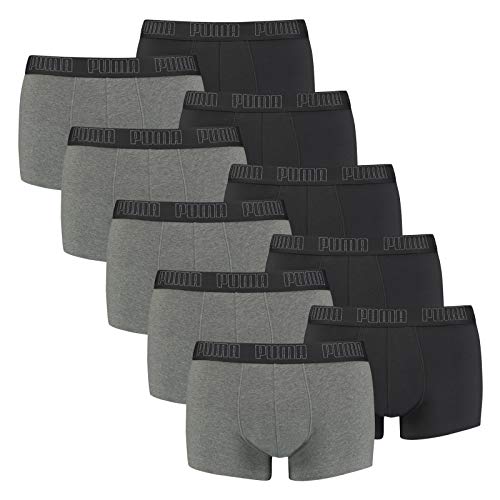 PUMA 10 er Pack Short Boxer Boxershorts Men Pant Unterwäsche kurz 100000884, Farbe:008 - Dark Grey Melange/Black, Bekleidungsgröße:L von PUMA