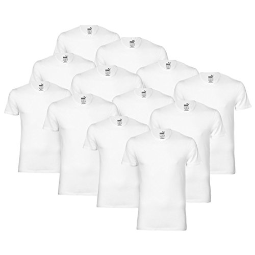 PUMA 12 er Pack Basic Crew T-Shirt Men Herren Unterhemd Rundhals, Farbe:300 - White, Bekleidungsgröße:M von PUMA