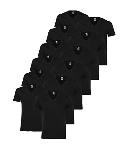 PUMA 12 er Pack Basic V Neck T-Shirt Men Herren Unterhemd V-Ausschnitt, Farbe:200 - Black, Bekleidungsgröße:M von PUMA