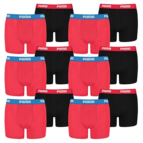 PUMA 12 er Pack Boxer Boxershorts Jungen Kinder Unterhose Unterwäsche, Farbe:786 - Red/Black, Bekleidung:152 von PUMA