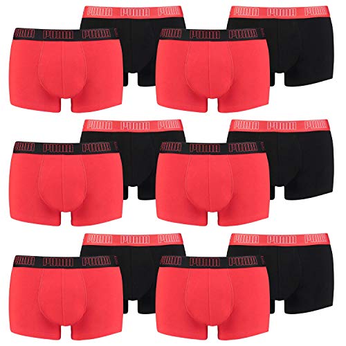 PUMA 12 er Pack Short Boxer Boxershorts Men Pant Unterwäsche kurz 100000884, Farbe:002 - Red/Black, Bekleidungsgröße:L von PUMA