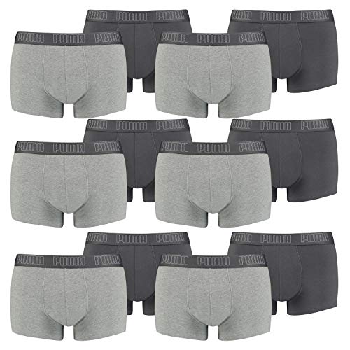 PUMA 12 er Pack Short Boxer Boxershorts Men Pant Unterwäsche kurz 100000884, Farbe:008 - Dark Grey Melange/Black, Bekleidungsgröße:M von PUMA