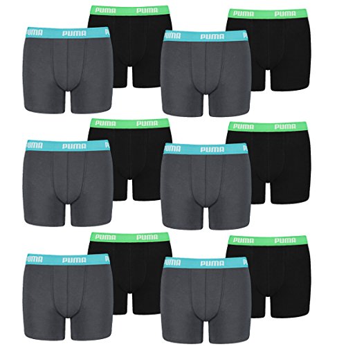 PUMA 12er Pack Boxer Boxershorts Jungen Kinder Unterhose Unterwäsche, Farbe:376 - India Ink/Turquoise, Bekleidung:128 von PUMA