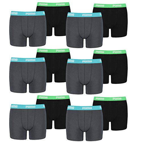 PUMA 12er Pack Boxer Boxershorts Jungen Kinder Unterhose Unterwäsche, Farbe:376 - India Ink/Turquoise, Bekleidung:152 von PUMA