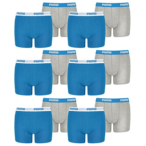 PUMA 12er Pack Boxer Boxershorts Jungen Kinder Unterhose Unterwäsche, Farbe:417 - Blue/Grey, Bekleidung:176 von PUMA