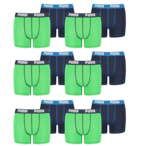 PUMA 12er Pack Boxer Boxershorts Jungen Kinder Unterhose Unterwäsche, Farbe:686 - Green/Blue, Bekleidung:152 von PUMA