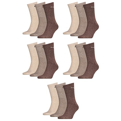 PUMA 15 Paar Sportsocken Tennis Socken Gr. 35-49 Unisex für sie und ihn, Farbe:717 - chocolate/walnut/safar, Socken & Strümpfe:35-38 von PUMA