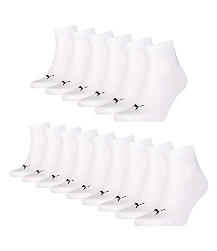 PUMA 15 Paar Unisex Quarter Socken Sneaker Gr. 35-49 für Damen Herren Füßlinge, Farbe:300 - white, Socken & Strümpfe:35-38 von PUMA