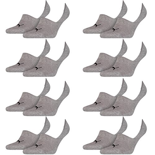 PUMA 16 Paar Socken Footie Sportsocken Invisible Gr. 35-46 Unisex, Farbe:758 - middle grey mélange, Socken & Strümpfe:39-42 von PUMA