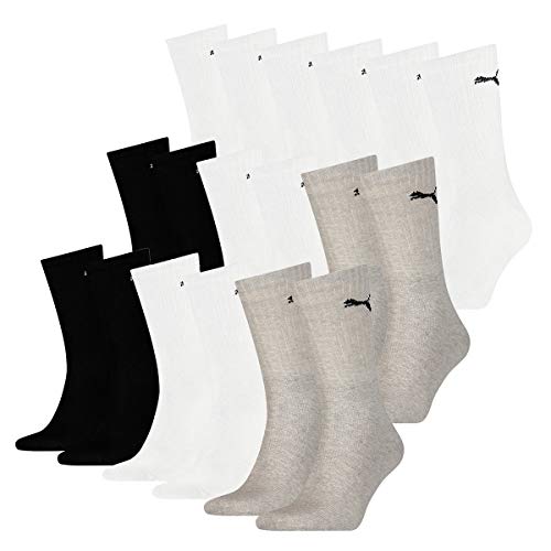 PUMA 18 Paar Socken Cush Crew Sportsocken Tennis Socken Unisex, Socken & Strümpfe:35-38, Farbe:Greymix 3399 von PUMA