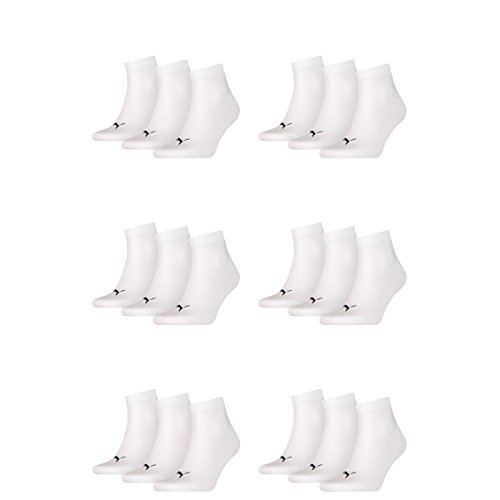 PUMA 18 Paar Unisex Quarter Socken Sneaker Gr. 35-49 für Damen Herren Füßlinge, Farbe:300 - white, Socken & Strümpfe:35-38 von PUMA