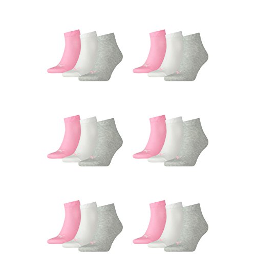 PUMA 18 Paar Unisex Quarter Socken Sneaker Gr. 35-49 für Damen Herren Füßlinge, Farbe:395 - prism pink, Socken & Strümpfe:39-42 von PUMA