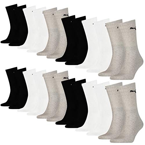 PUMA 24 Paar Socken Cush Crew Sportsocken Tennis Socken Unisex, Farbe:803 - grey/white/black, Socken & Strümpfe:39-42 von PUMA